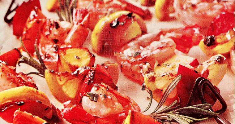 Shrimp and Summer Fruit Kabobs