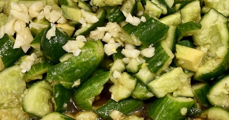 Chinese Smashed Cucumbers Salad With Sesame Oil and Garlic