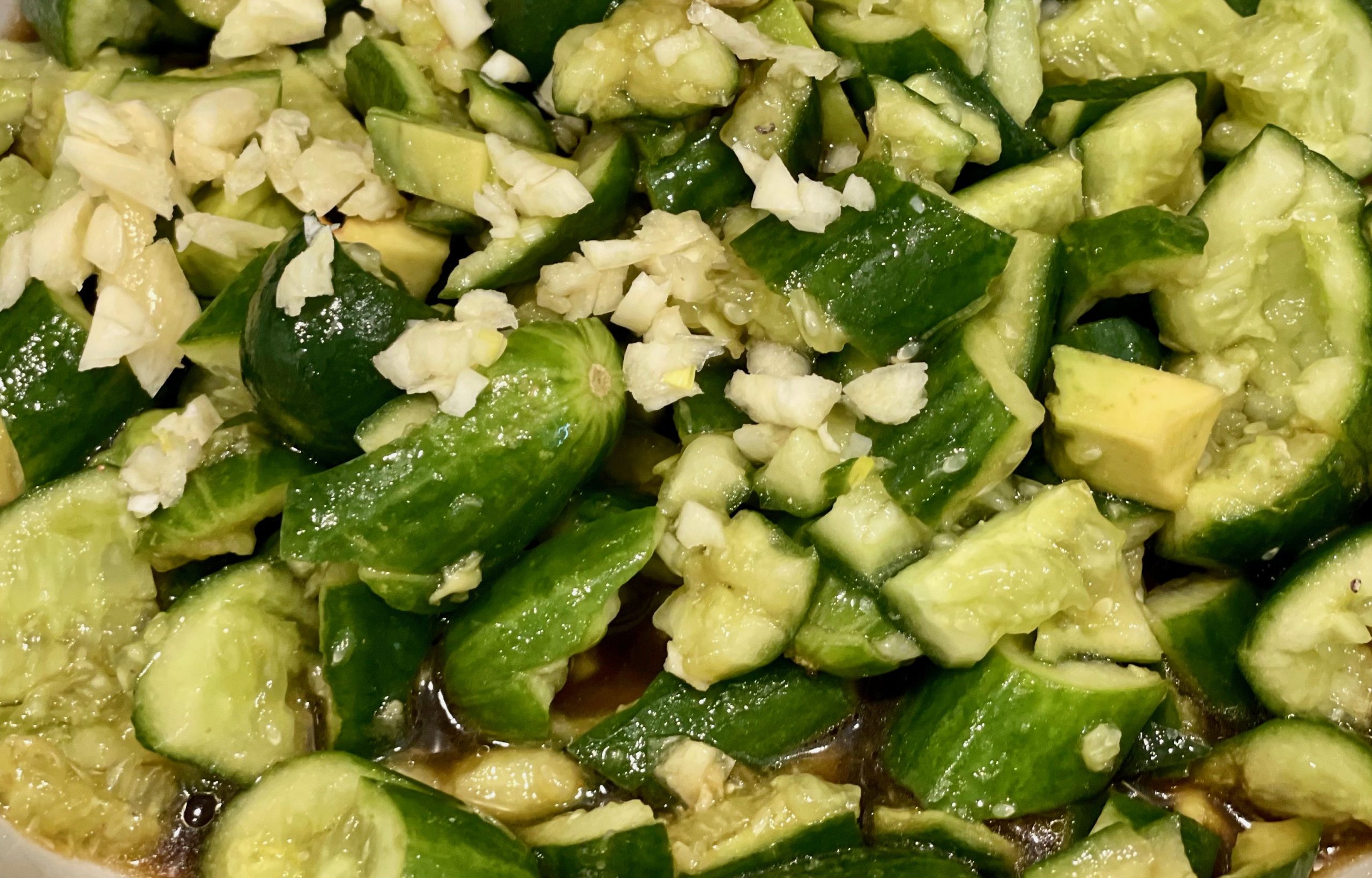 Chinese Smashed Cucumbers Salad With Sesame Oil and Garlic